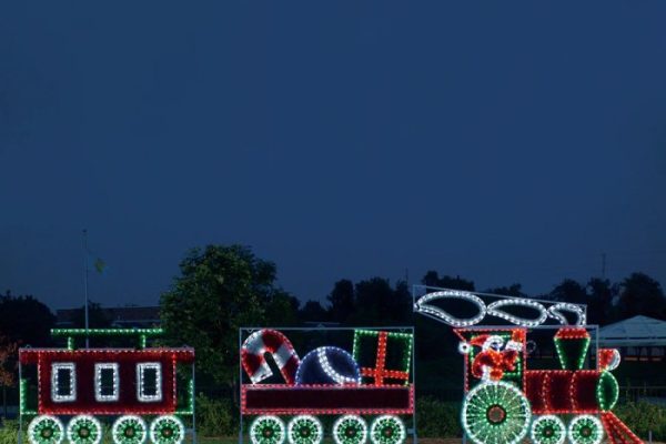 Outdoor christmas train decor