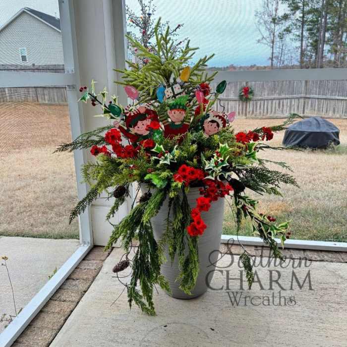 Christmas decor for outdoor planters