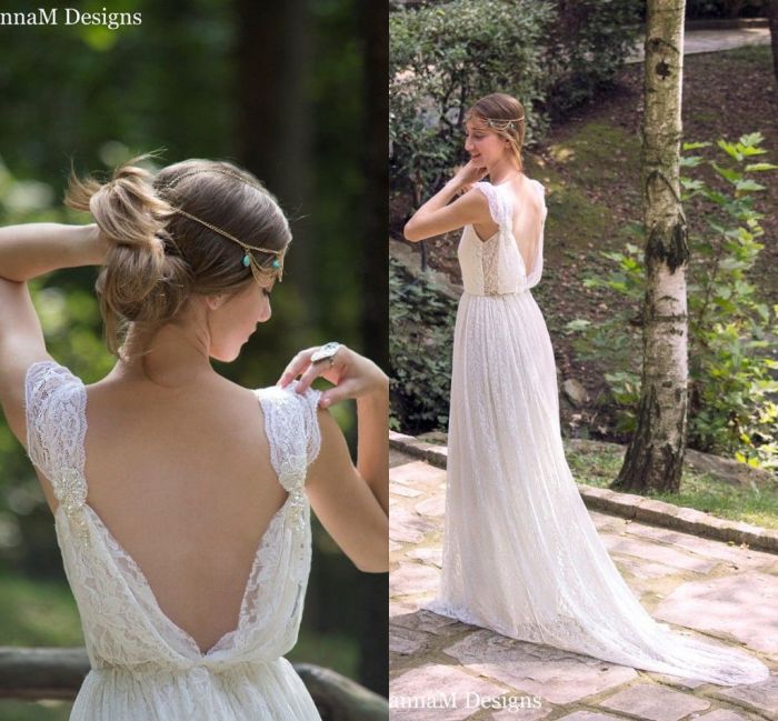 Ivory bohemian wedding dress